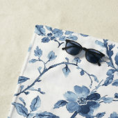 Hübsche Blau Weiße Florale   Strandtuch (Beispiel)