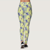 Hübsche blaue Aquarellfarben-Blume auf gelben Legg Leggings (Rückseite)