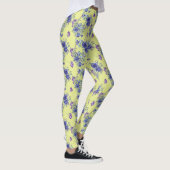 Hübsche blaue Aquarellfarben-Blume auf gelben Legg Leggings (Rechts)