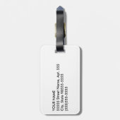 Hübsche blaue Band-Rosen-Vintage mit Blumentapete Gepäckanhänger (Rückseite vertikal)