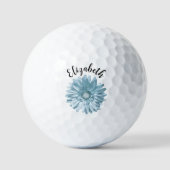 Hübsche blaue Blume individuelle Name Damen Golfball (Vorderseite)