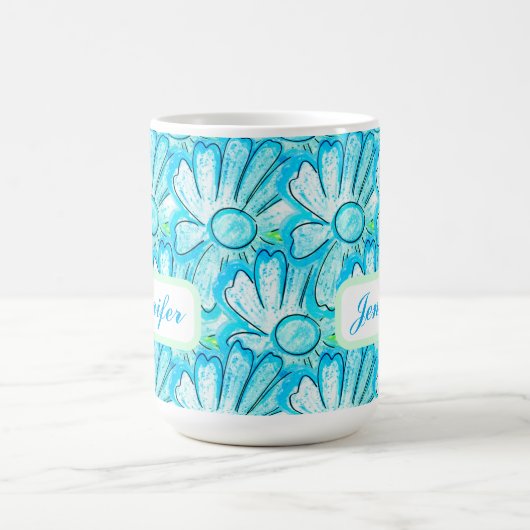 Hübsche blaue Blume Kunst Kaffeetasse (Mittel)