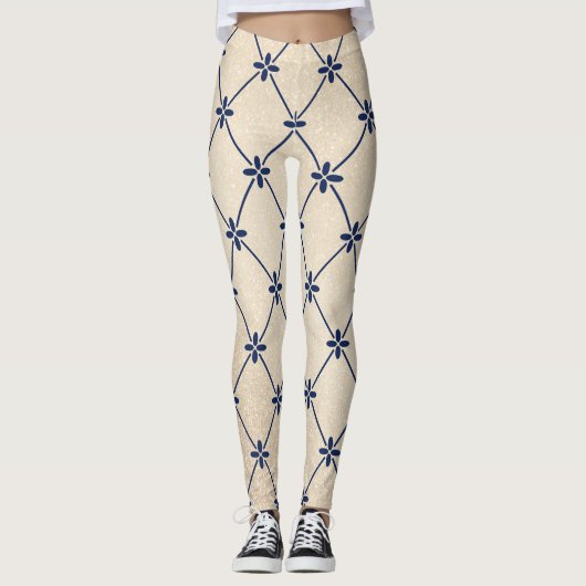 Hübsche Blaue Blume Leggings (Vorderseite)