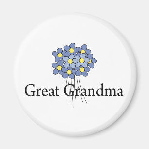 Hübsche blaue Blume Urgroßmutter T-Shirt Magnet