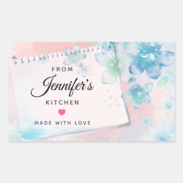 Hübsche blaue Blumen auf Pink Kitchen Rechteckiger Aufkleber