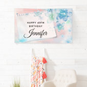 Hübsche blaue Blumen auf rosa Hintergrund Geburtst Banner (Insitu)