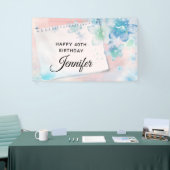 Hübsche blaue Blumen auf rosa Hintergrund Geburtst Banner (Messeveranstaltung)