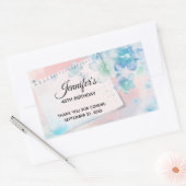 Hübsche blaue Blumen auf rosa Hintergrund Geburtst Rechteckiger Aufkleber (Umschlag)