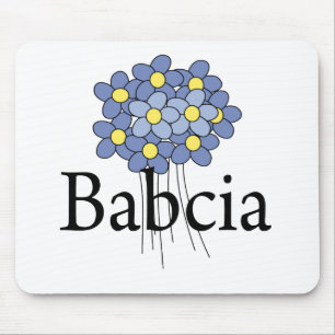 Hübsche blaue Blumen-Babcia-T-Shirt Mousepad