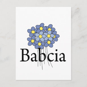 Hübsche blaue Blumen-Babcia-T-Shirt Postkarte