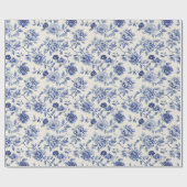 Hübsche Blaue Blumen Brautparty Geschenkpapier (Flach)