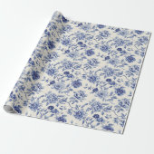 Hübsche Blaue Blumen Brautparty Geschenkpapier (Ungerollt)