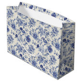 Hübsche Blaue Blumen Brautparty Große Geschenktüte (Rückseite Schrägansicht)