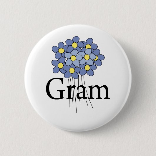 Hübsche blaue Blumen-Gram-T-Shirt Button (Vorderseite)