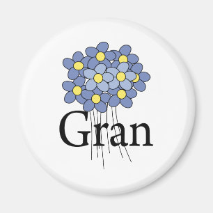 Hübsche blaue Blumen-Gran-T-Shirt Magnet