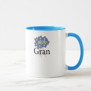 Hübsche blaue Blumen-Gran-T-Shirt Tasse