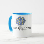 Hübsche blaue Blumen-großer Großmutter-T - Shirt Tasse (Vorderseite Links)