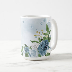 hübsche blaue Blumen Grün  Kaffeetasse