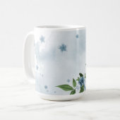 hübsche blaue Blumen Grün Kaffeetasse (Vorderseite Links)