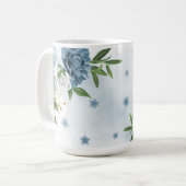 hübsche blaue Blumen Grün Kaffeetasse (Vorderseite Links)