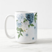 hübsche blaue Blumen Grün Kaffeetasse (Links)