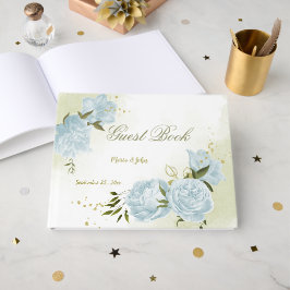 hübsche blaue Blumen grüne Blätter botanisch Gästebuch