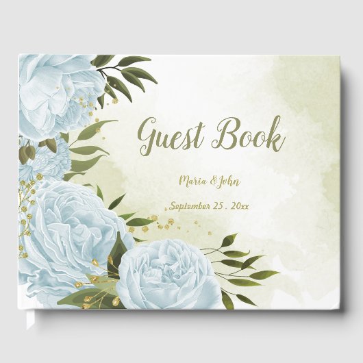 hübsche blaue Blumen grüne Blätter botanisch Gästebuch (Vorderseite)