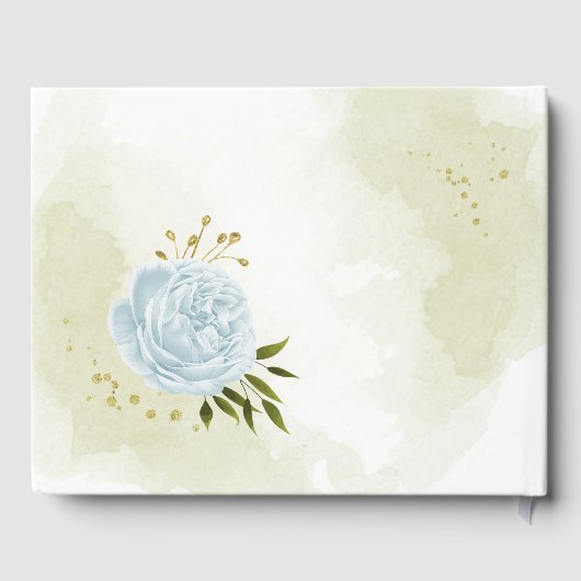 hübsche blaue Blumen grüne Blätter botanisch Gästebuch (Rückseite)