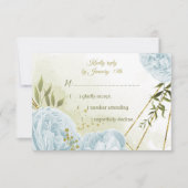 hübsche blaue Blumen grüne Blätter botanisch RSVP Karte (Vorderseite)