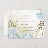 hübsche blaue Blumen grüne Blätter botanisch RSVP Karte (Vorne/Hinten)