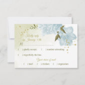 hübsche blaue Blumen grüne Blätter botanisch RSVP Karte (Vorderseite)