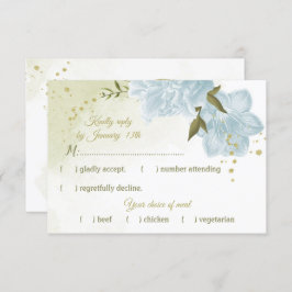 hübsche blaue Blumen grüne Blätter botanisch RSVP Karte