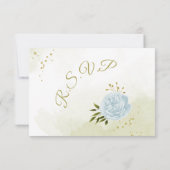 hübsche blaue Blumen grüne Blätter botanisch RSVP Karte (Rückseite)