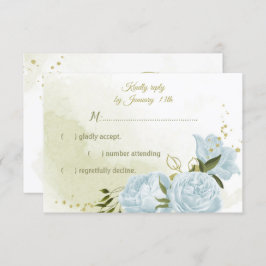 hübsche blaue Blumen grüne Blätter botanisch RSVP Karte