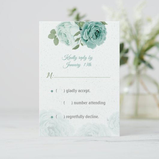 hübsche blaue Blumen Grüne Blätter botanische UAWG RSVP Karte (Stehend Vorderseite)