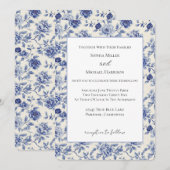 Hübsche blaue Blumen Hochzeit Einladung (Vorne/Hinten)