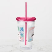 Hübsche blaue Blumen im rosa Hintergrund Acryltrinkbecher (Rechts)