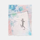 Hübsche blaue Blumen im rosa Hintergrund Fleecedecke (Vorderseite)