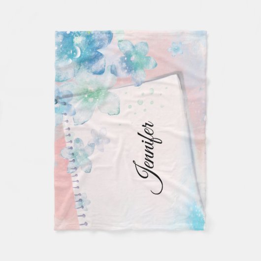 Hübsche blaue Blumen im rosa Hintergrund Fleecedecke (Vorderseite)