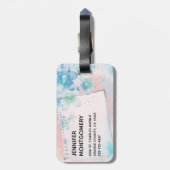 Hübsche blaue Blumen im rosa Hintergrund Gepäckanhänger (Rückseite vertikal)