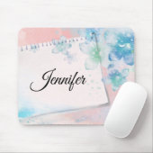 Hübsche blaue Blumen im rosa Hintergrund Mousepad (Mit Mouse)