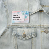 Hübsche blaue Blumen im rosa Hintergrund Namensschild (Beispiel)