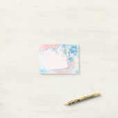 Hübsche blaue Blumen im rosa Hintergrund Post-it Klebezettel (Auf Schreibtisch)