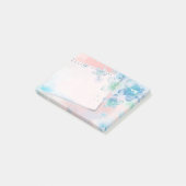 Hübsche blaue Blumen im rosa Hintergrund Post-it Klebezettel (angewinkelt)