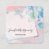 Hübsche blaue Blumen im rosa Hintergrund Quadratische Visitenkarte (Vorderseite)