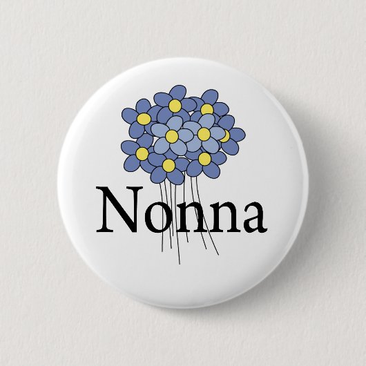 Hübsche blaue Blumen-Oma-T-Shirt Button (Vorderseite)