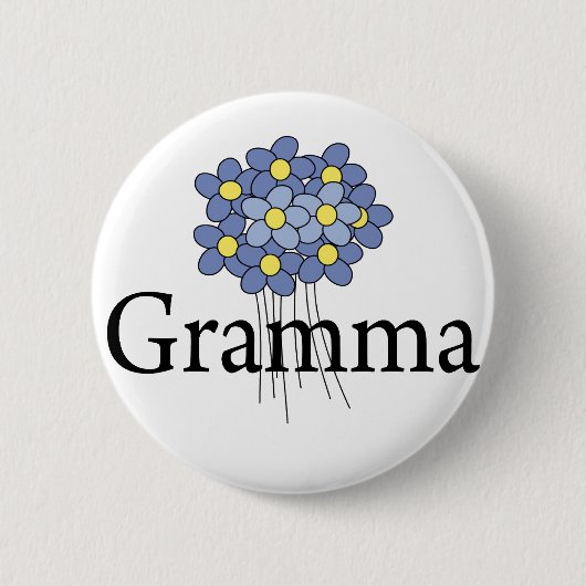 Hübsche blaue Blumen-Oma-T-Shirt Button (Vorderseite)