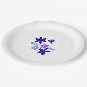Hübsche blaue Blumen Papier Teller (Schrägansicht)