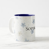 Hübsche blaue Blumen Zweifarbige Tasse (Vorderseite Links)