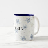 Hübsche blaue Blumen Zweifarbige Tasse (VorderseiteRechts)